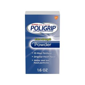 Poligrip Super Extra Strength Denture Adhesive Powder, 1.6 Oz