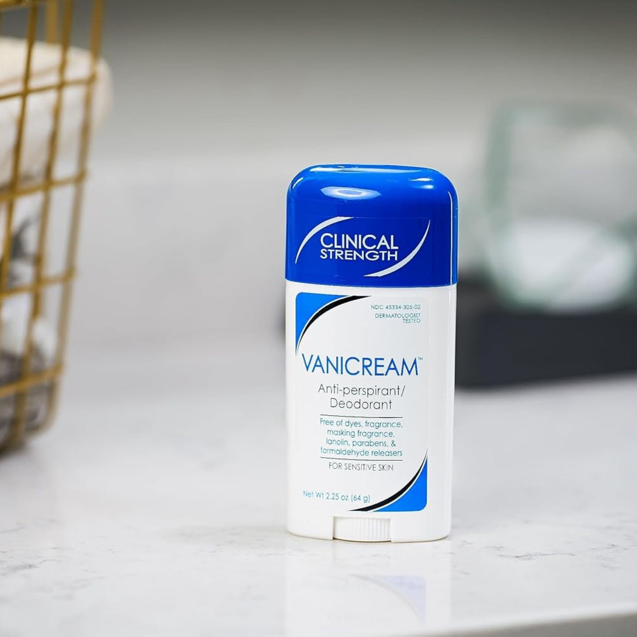 Vanicream Anti-Perspirant Deodorant Clinical Strength, 24-Hour Protection, For Sensitive Skin, Unscented, 2.25 Oz