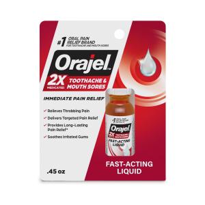 Orajel Medicated For Toothache & Gum Instant Pain Relief Liquid With 20% Benzocaine, 0.45 OZ