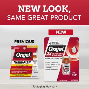 Orajel Medicated For Toothache & Gum Instant Pain Relief Liquid With 20% Benzocaine, 0.45 OZ