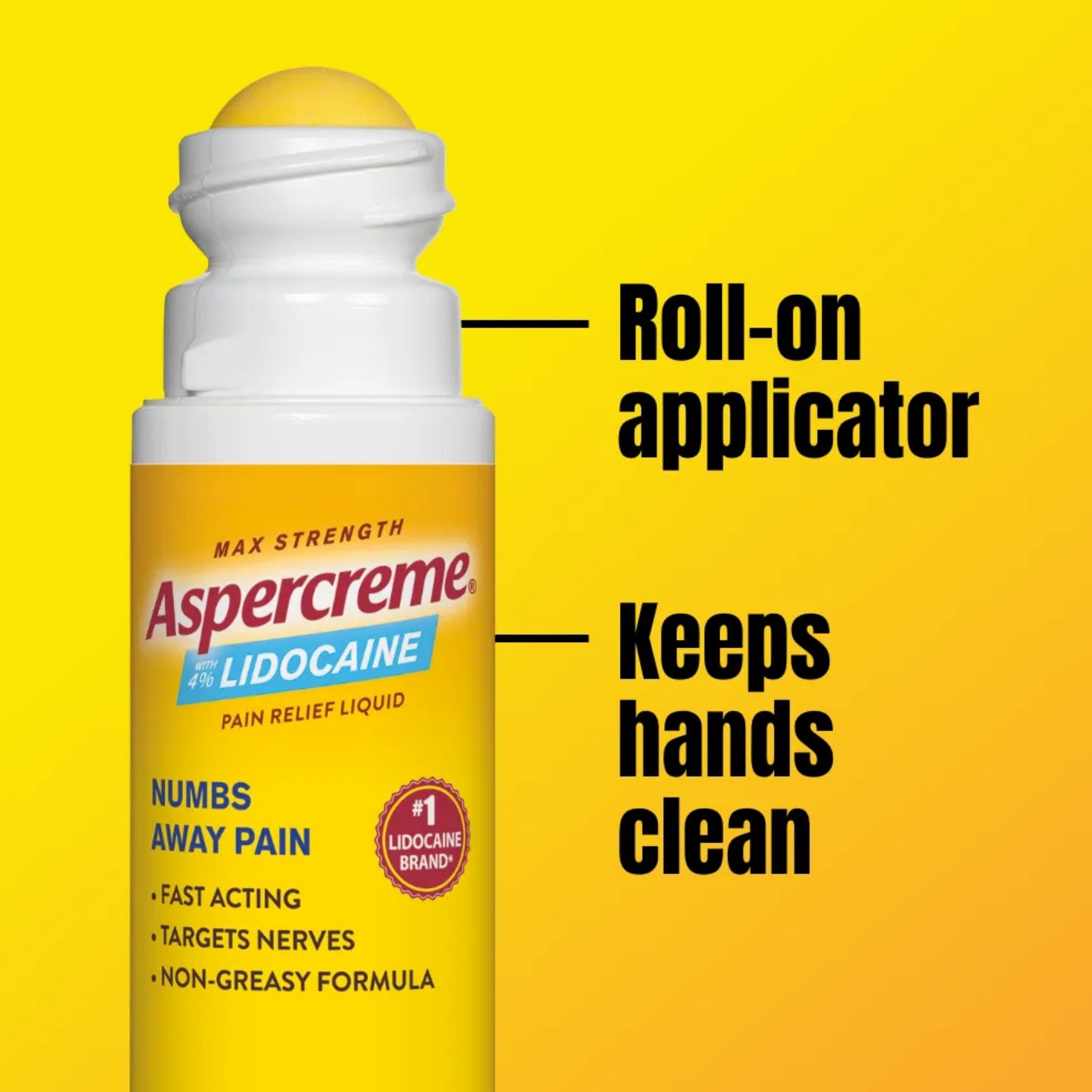 Aspercreme Pain Relief Liquid, Roll-On, Max Strength, Fragrance Free, 2.5 Fl Oz
