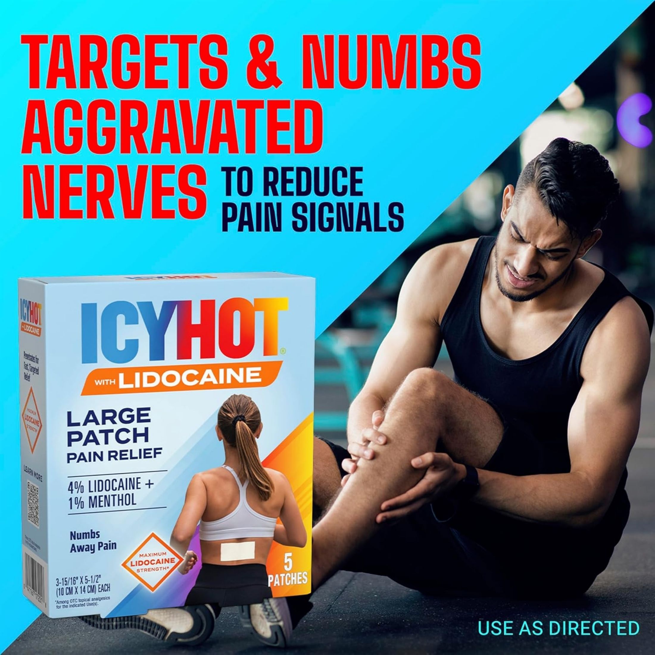 Icy Hot Max Lidocaine 4% And Menthol 1% Pain Relief Patch