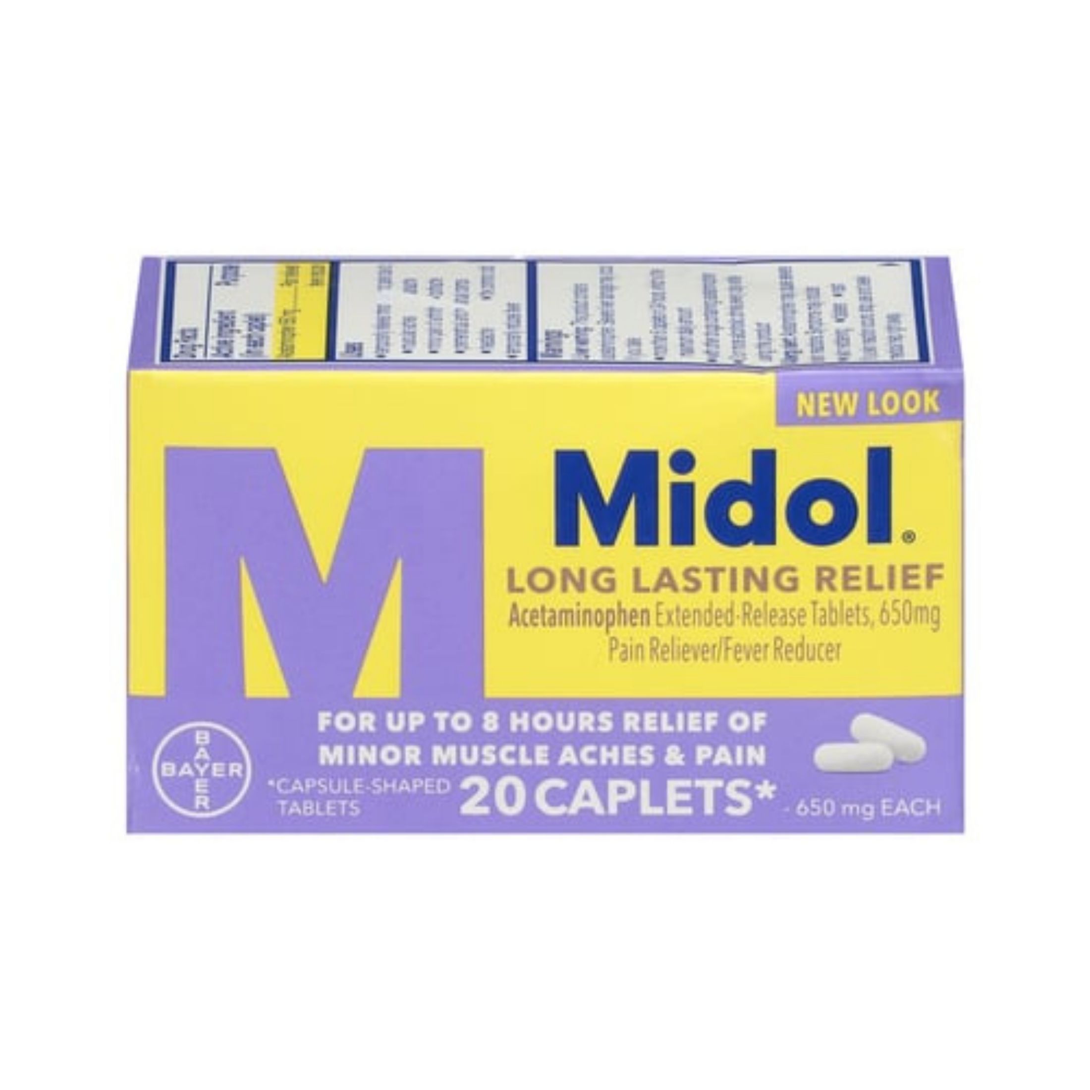 Case Of 24-Midol Long Lasting Relief 650 Mg Caplet 650 Mg 20 By Bayer Corp/Consumer Health USA