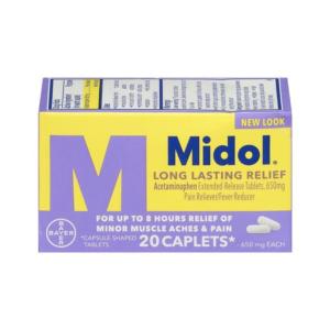 Case Of 24-Midol Long Lasting Relief 650 Mg Caplet 650 Mg 20 By Bayer Corp/Consumer Health USA
