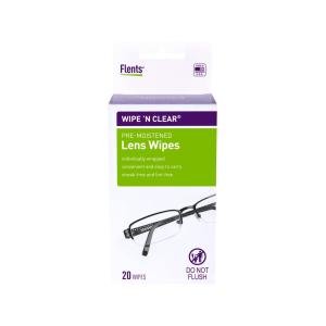 Flents Wipe 'N Clear Lens Wipes, Pre-Moistened