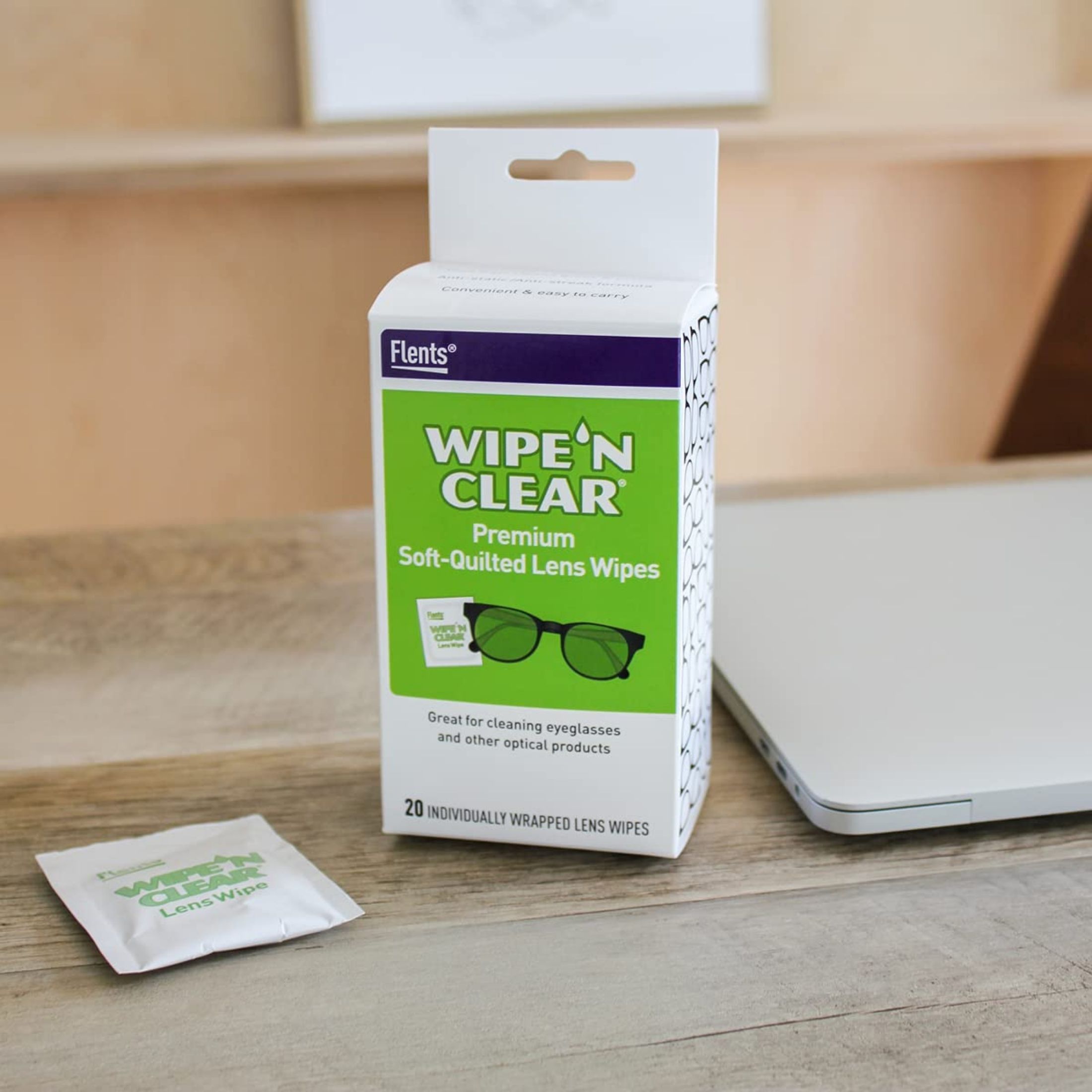 Flents Wipe 'N Clear Lens Wipes, Pre-Moistened