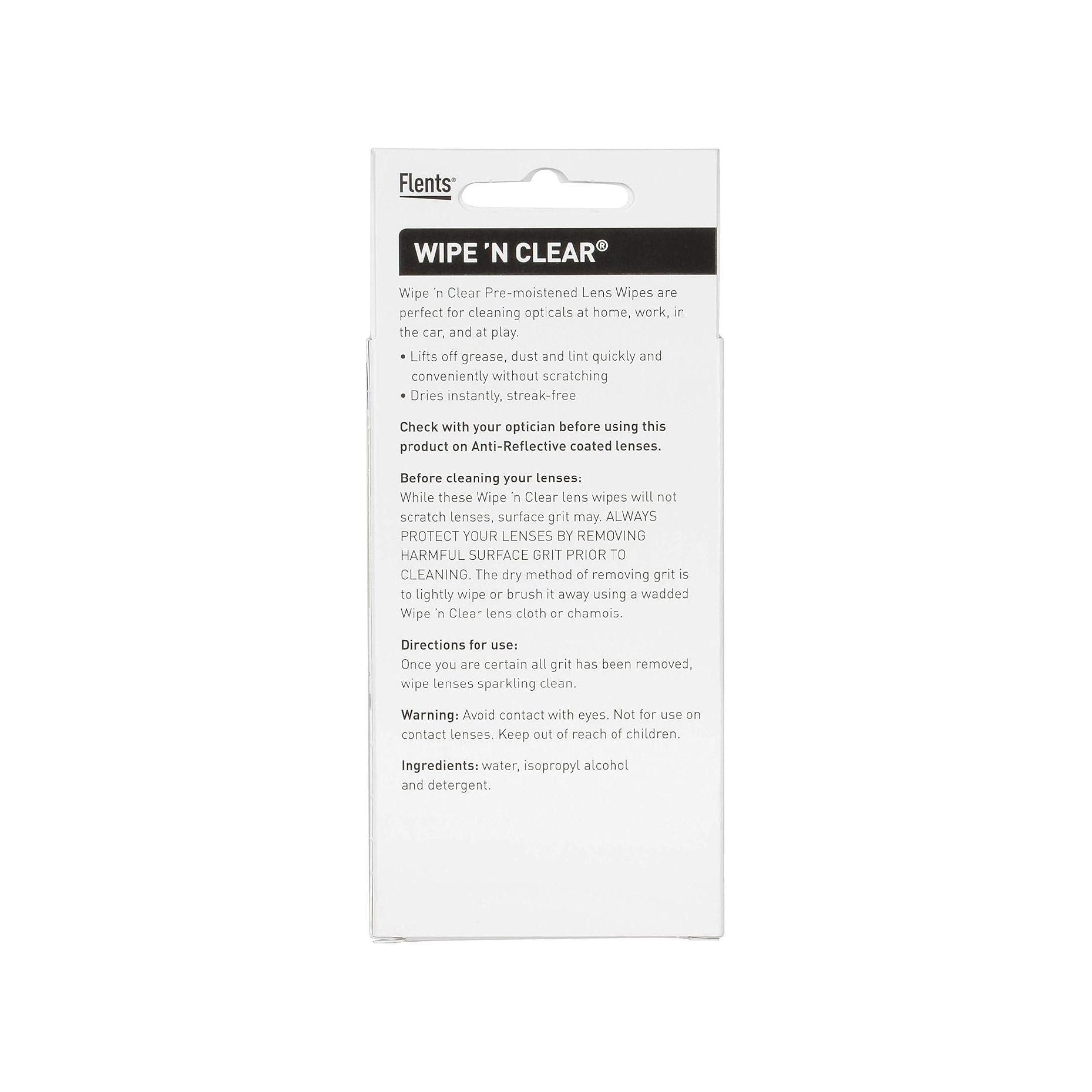 Flents Wipe 'N Clear Lens Wipes, Pre-Moistened