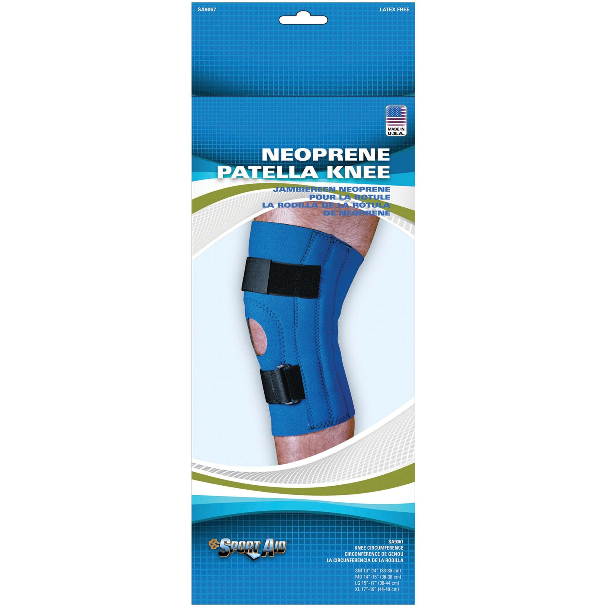 Scott Specialties Sportaid, Knee Brace, Open Patella, Blue Neoprene, Large, 15-17 Inches