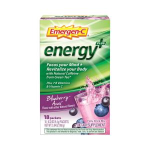 Emergen-C Energy Plus Fizzy Drink Mix Blueberry Acai