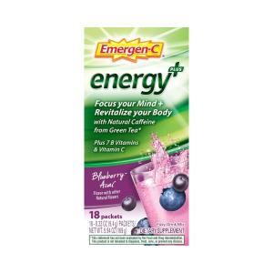 Emergen-C Energy Plus Fizzy Drink Mix Blueberry Acai