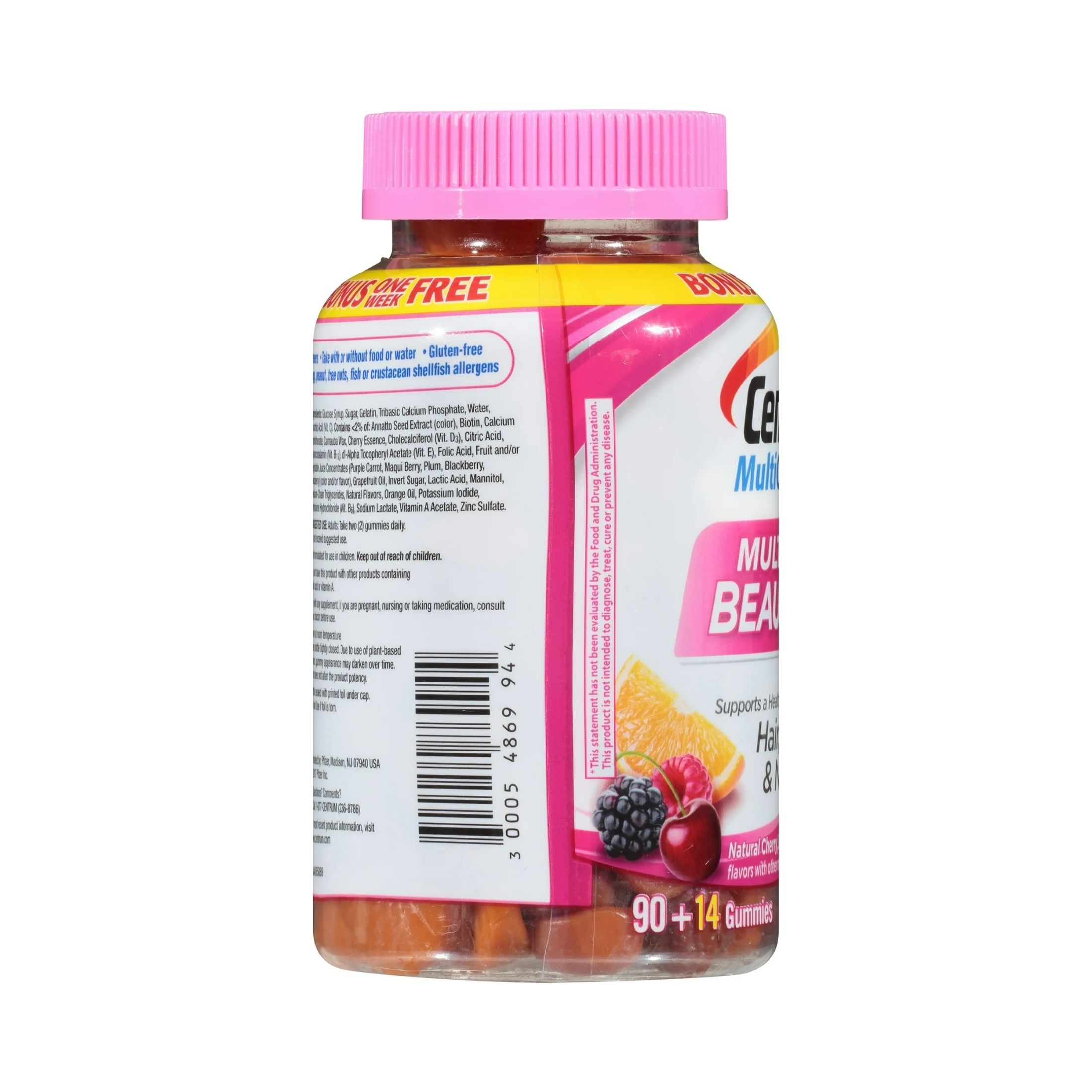 Centrum Multivitamin & Beauty Dietary Supplement Gummies - Cherry Berry & Orange - 90ct