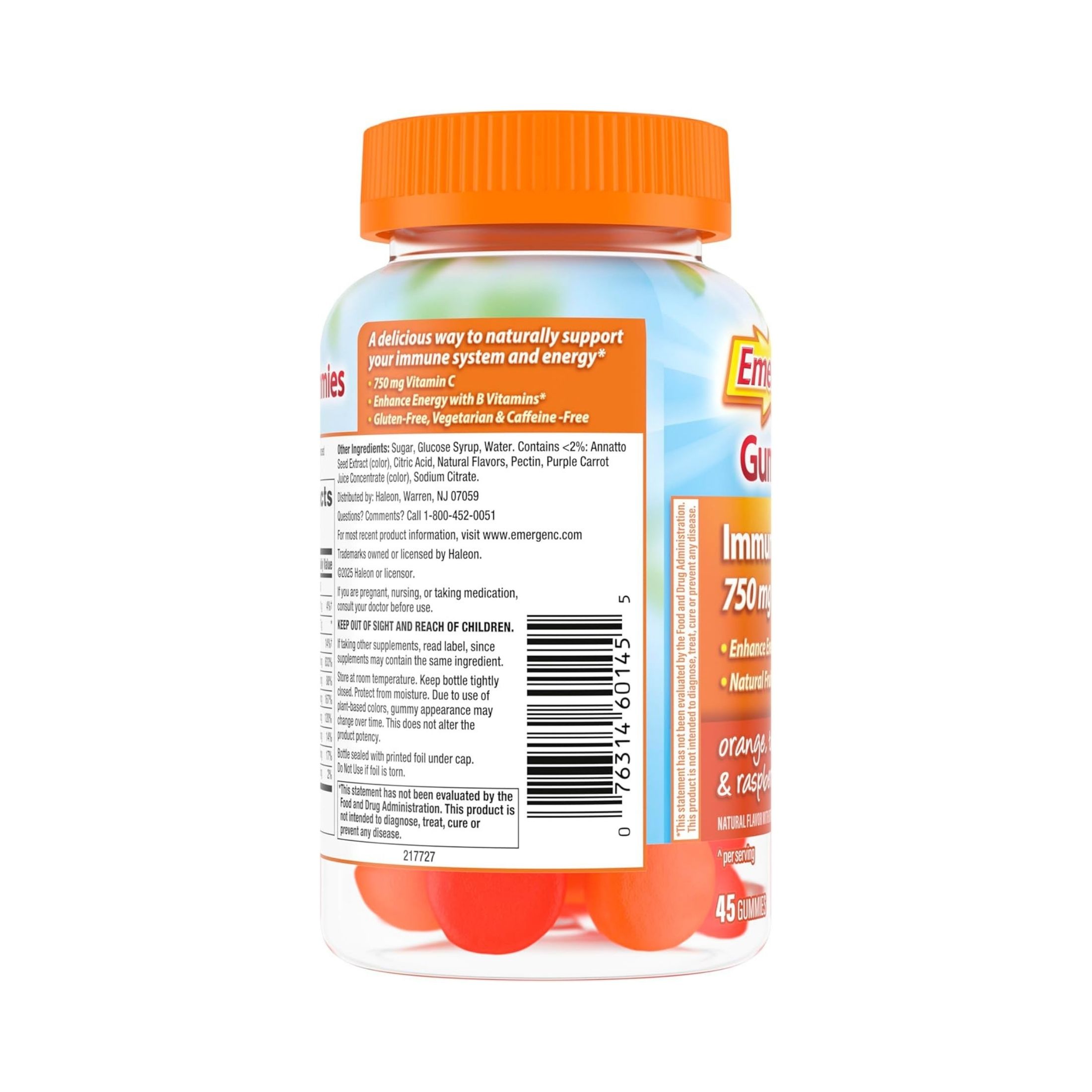 Emergen-C Immune Support Gummies With 500 Mg Vitamin Folic Acid, And B Vitamins Orange, Tangerine, Raspberry