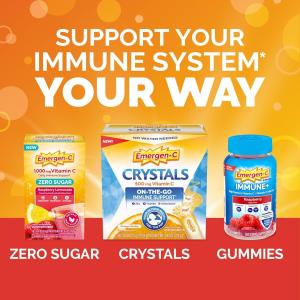 Emergen-C Immune Support Gummies With 500 Mg Vitamin Folic Acid, And B Vitamins Orange, Tangerine, Raspberry