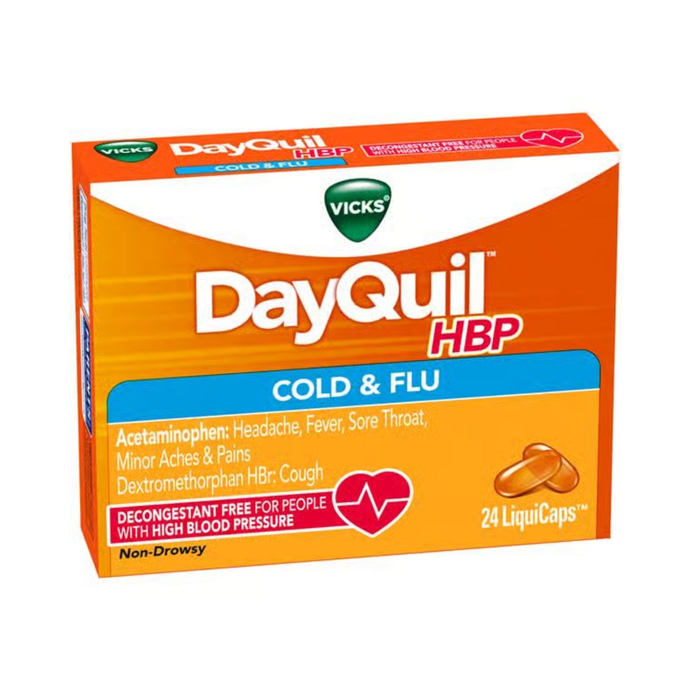 Vicks DayQuil HBP Cough Cold And Flu Relief Capsules