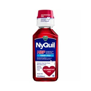 Nyquil Vicks High Blood Pressure Cold And Flu Medicine Liquid, 12 Oz