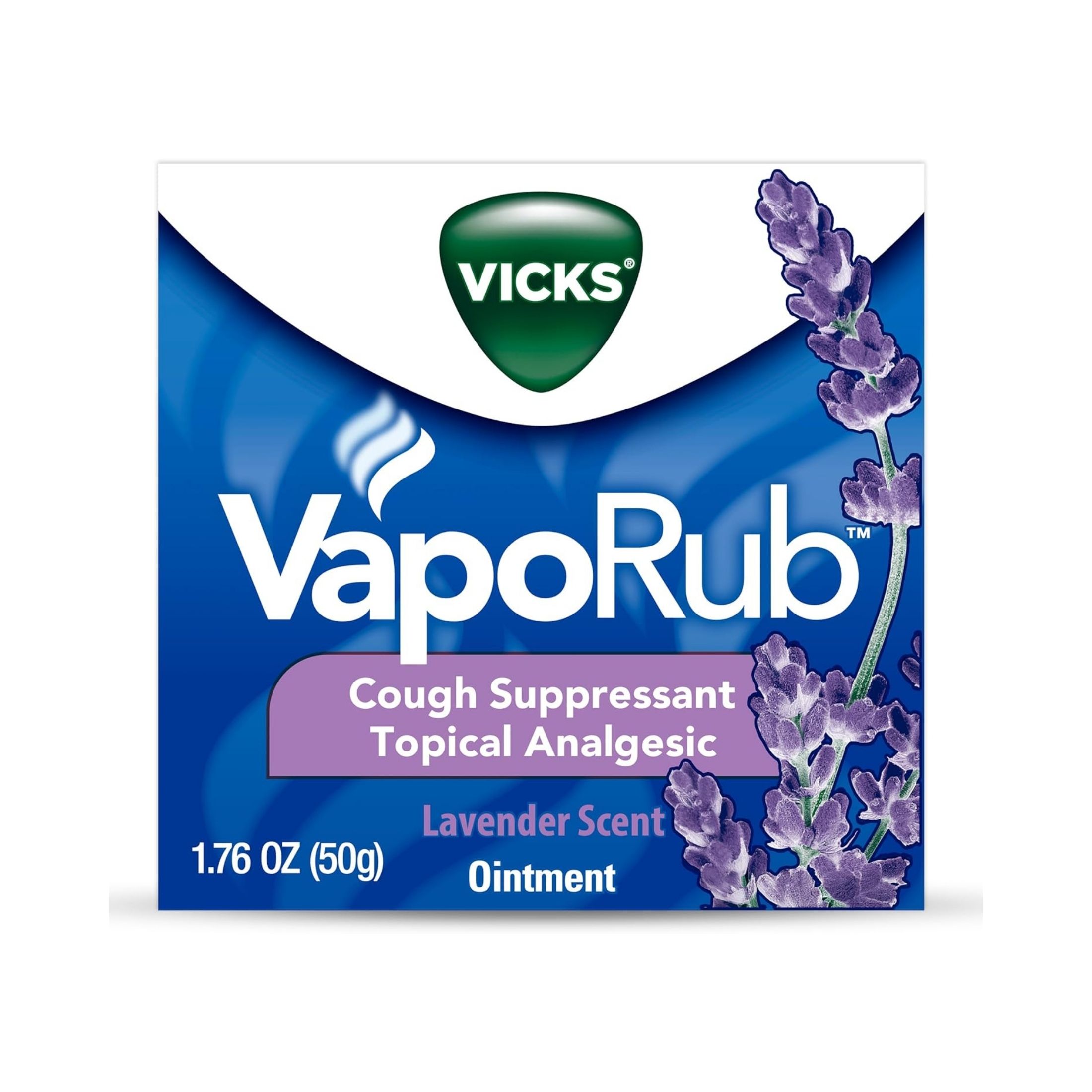 Vicks Vaporub, Lavender Scent, Cough Suppressant, Topical Chest Rub & Analgesic Ointment, 1.76 Oz