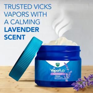 Vicks Vaporub, Lavender Scent, Cough Suppressant, Topical Chest Rub & Analgesic Ointment, 1.76 Oz