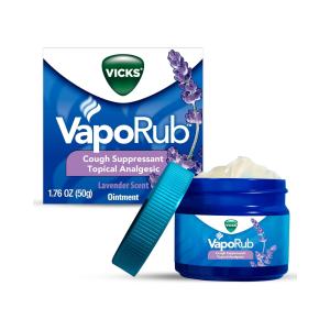 Vicks Vaporub, Lavender Scent, Cough Suppressant, Topical Chest Rub & Analgesic Ointment, 1.76 Oz