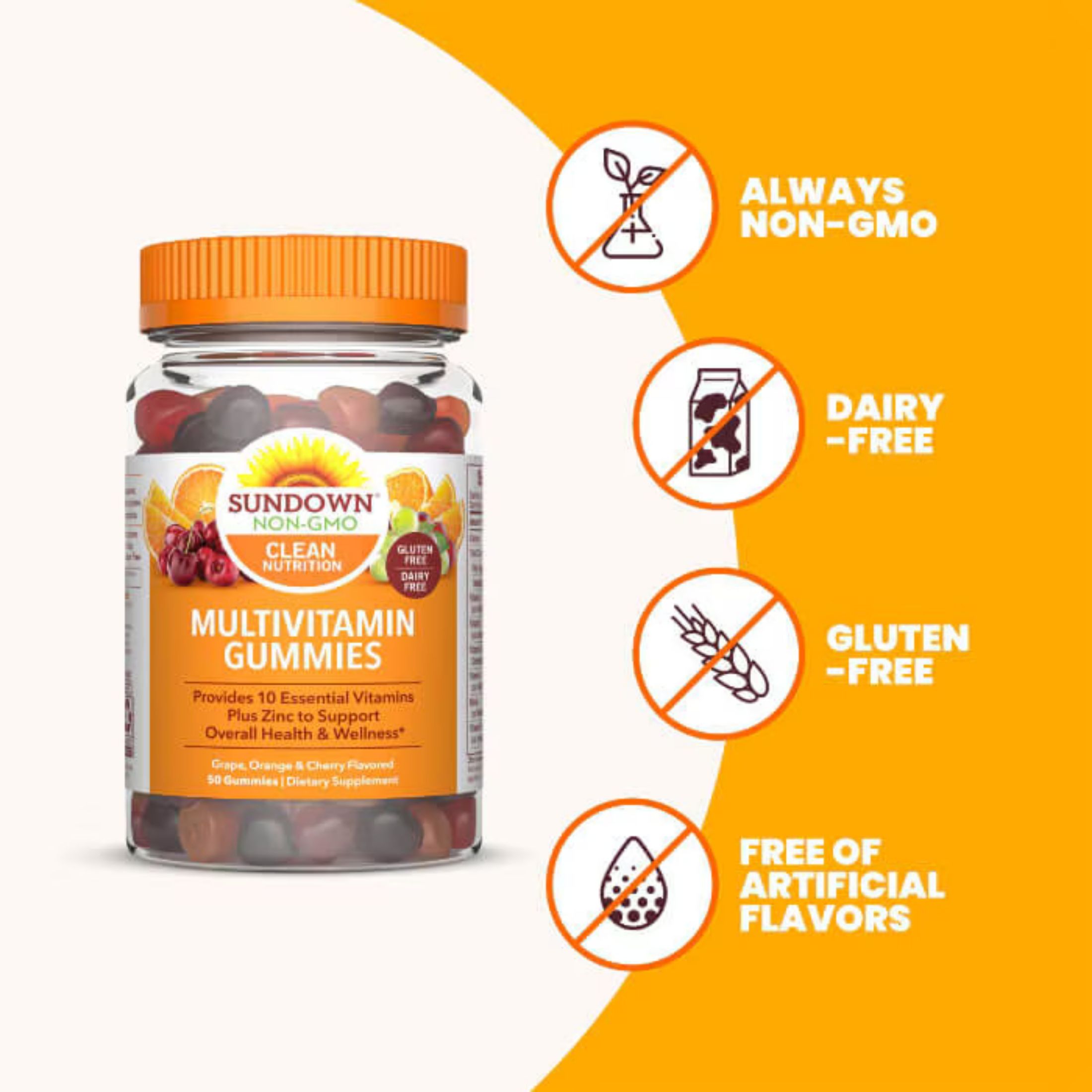 Sundown Naturals Multivitamin Gummies, Cherry/Orange/Grape