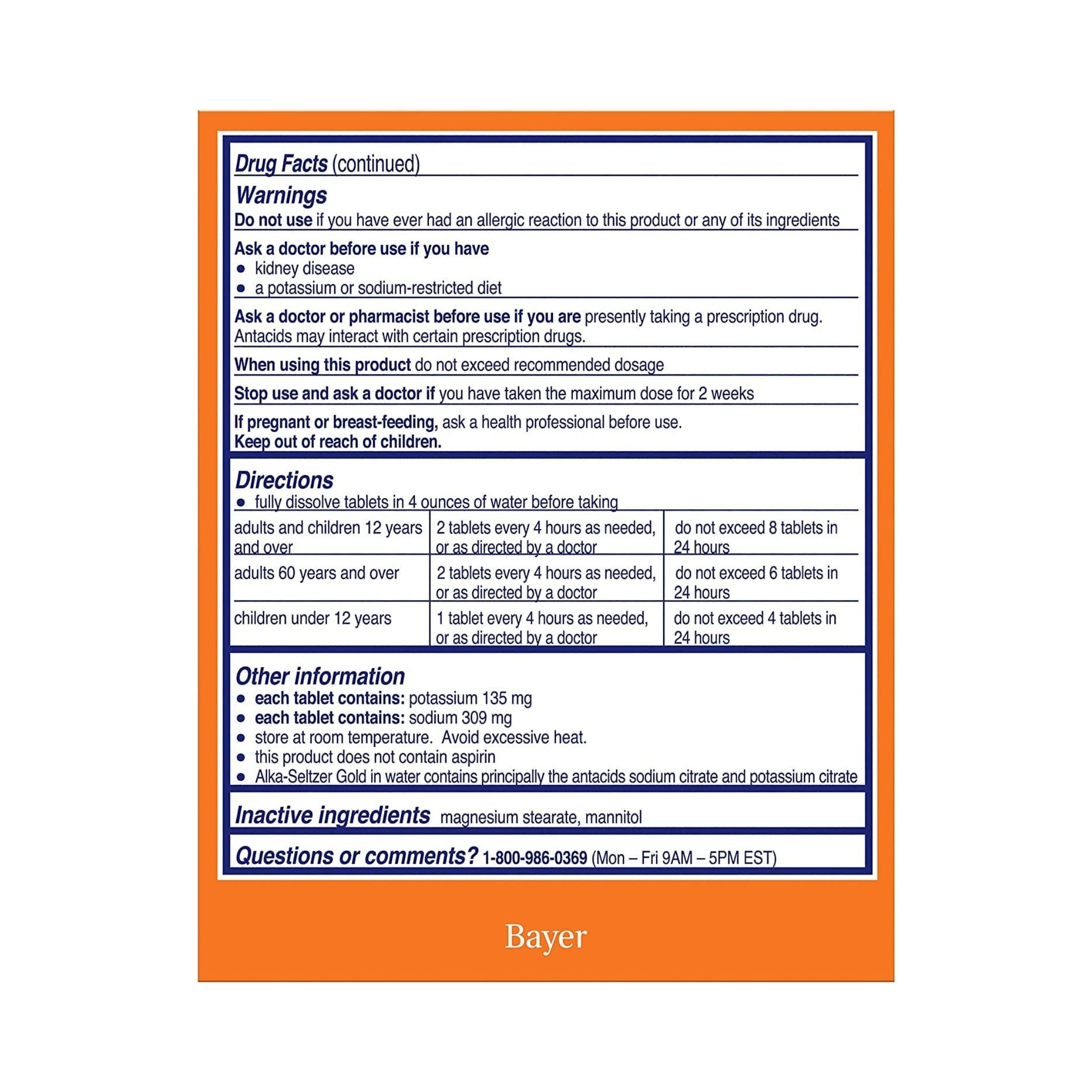 Alka-Seltzer Antacid Gold Effervescent Tablets