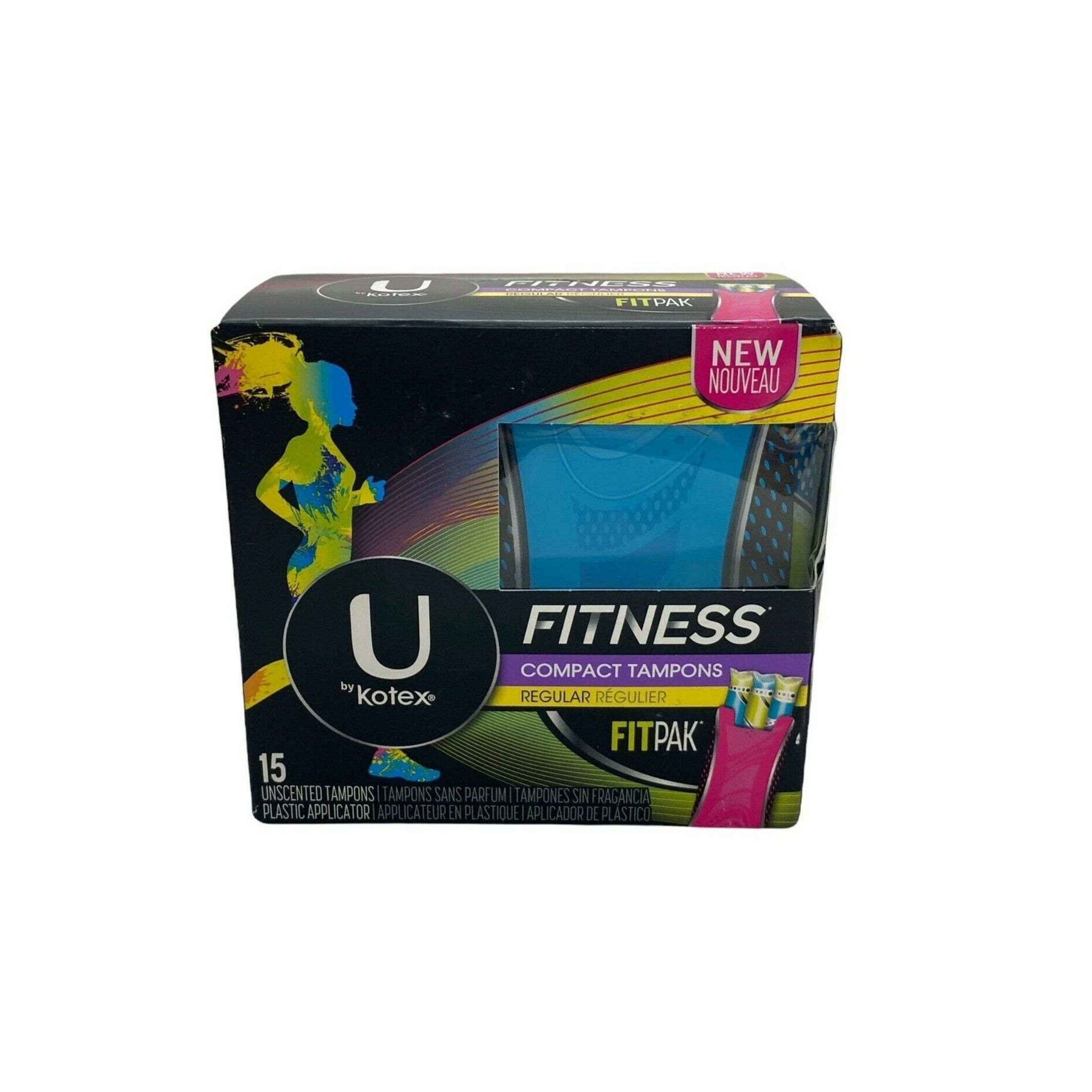 U by Kotex Fitness Tampons, Compact, Plastic Applicator, Regular, Unscented