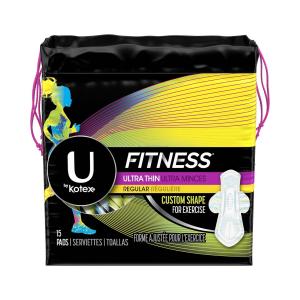 U by Kotex Fitness Ultra Thin Pads With Wings, Regular Absorbency, Fragrance-Free