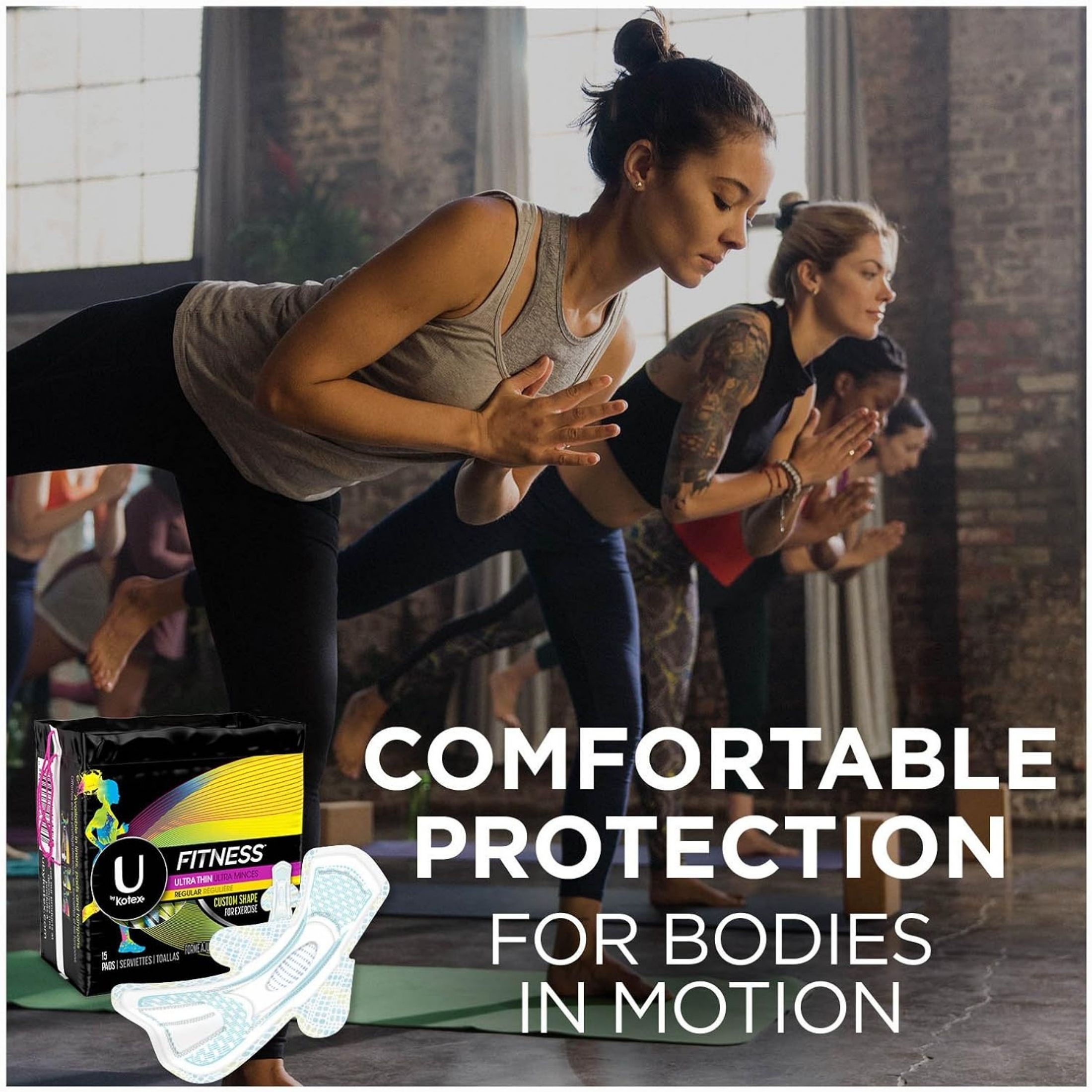 U by Kotex Fitness Ultra Thin Pads With Wings, Regular Absorbency, Fragrance-Free