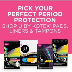U by Kotex Fitness Ultra Thin Pads With Wings, Regular Absorbency, Fragrance-Free