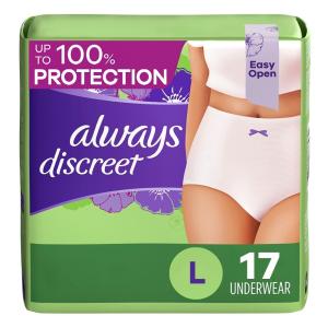 Always Discreet Adult Incontinence & Postpartum Underwear For Women Maximum Large