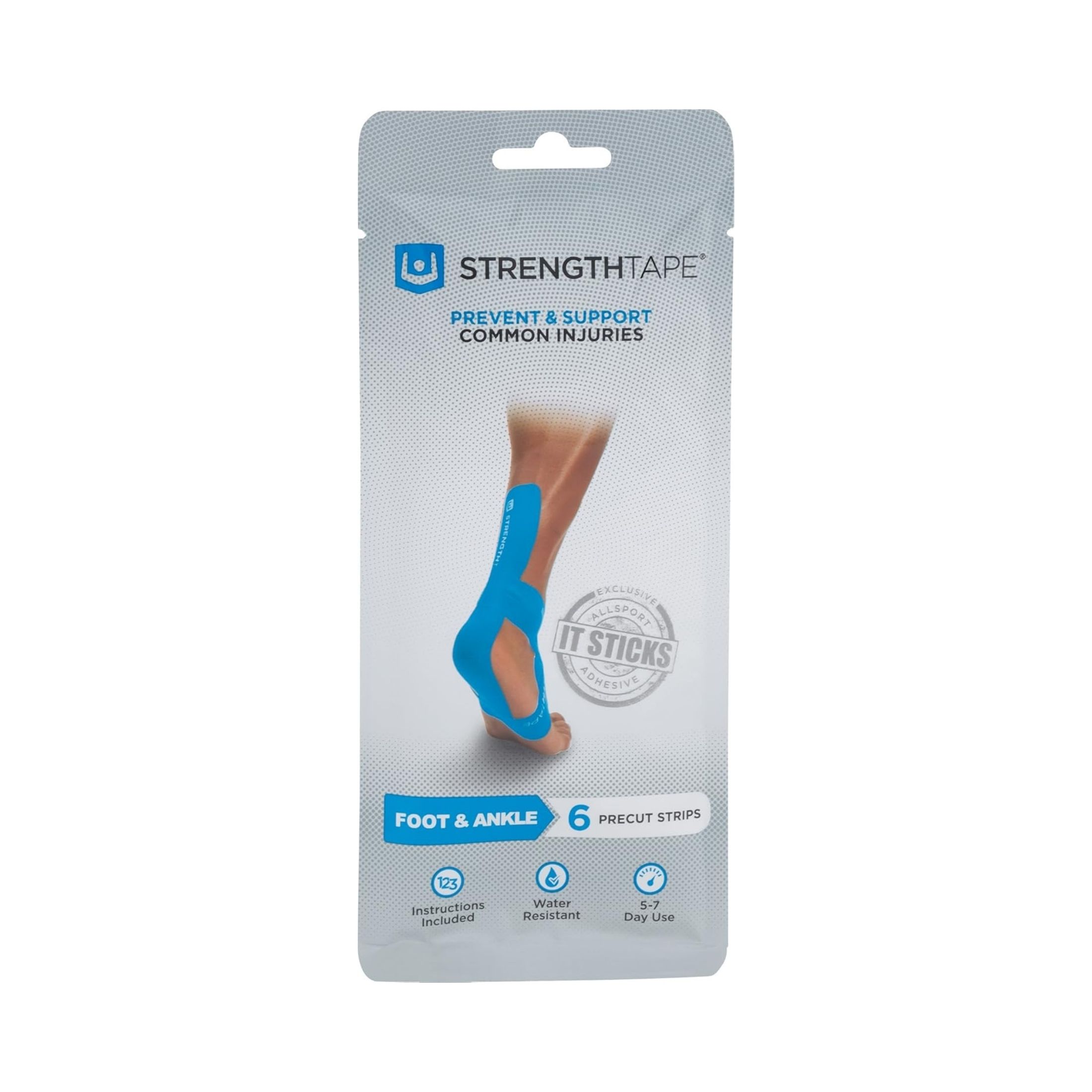 StrengthTape Kinesiology Kit Foot Ankle 6 Precut Strips