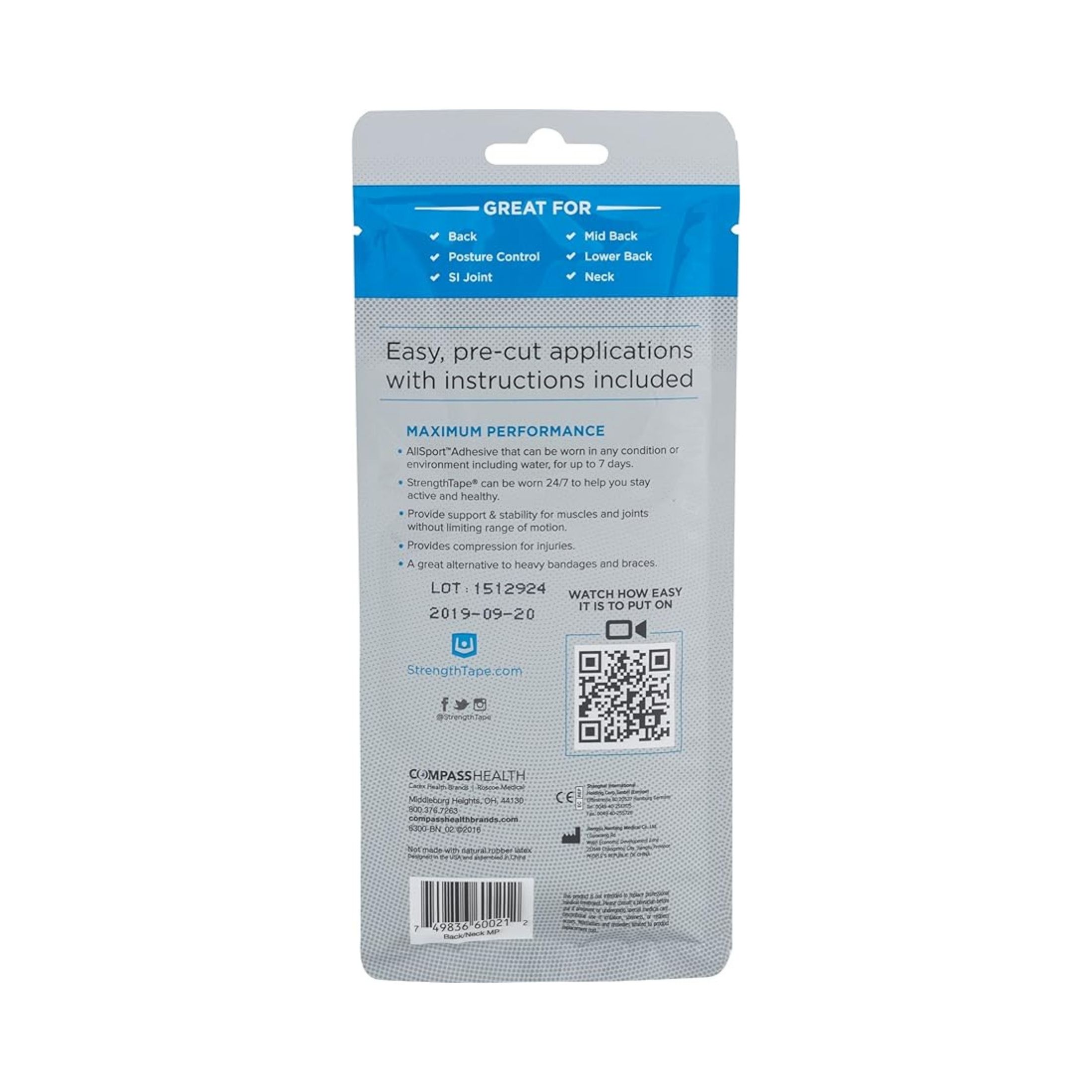 Strengthtape Kinesiology Tape, Back & Neck