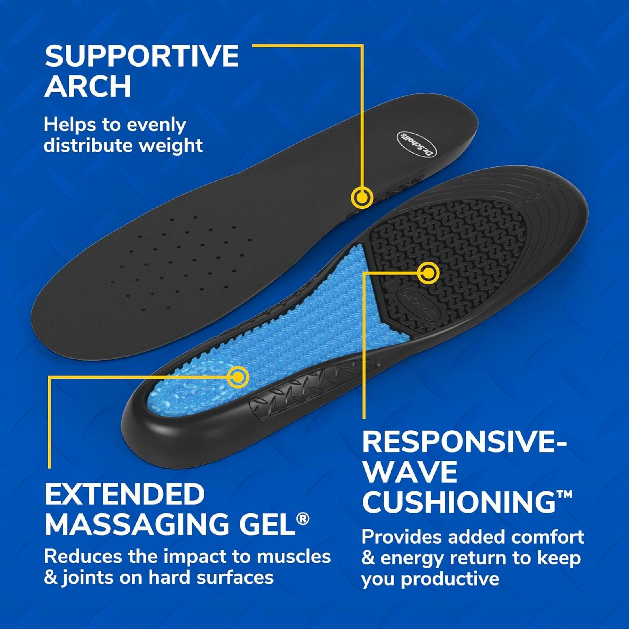 Dr Scholl's Comfort & Energy Work Insoles For Men, Size 8-14, 1 Pair