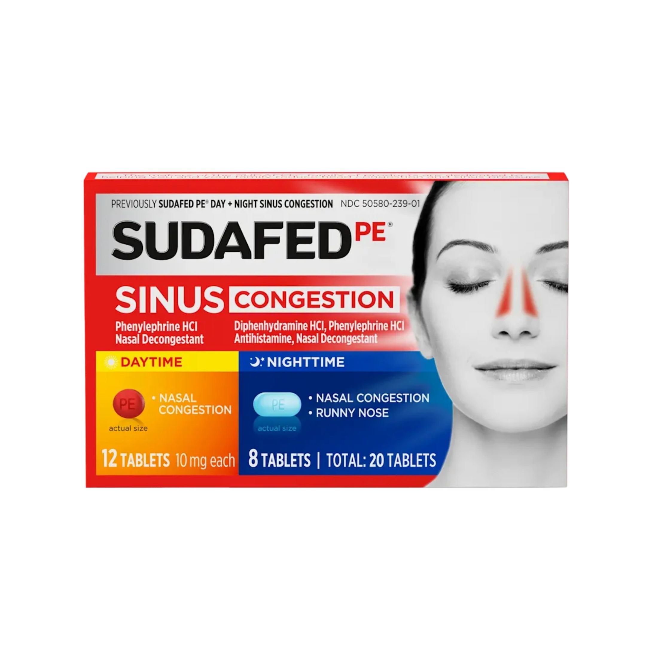 Sudafed PE, Sinus Congestion, Daytime/Nighttime, Tablets
