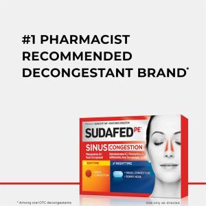 Sudafed PE, Sinus Congestion, Daytime/Nighttime, Tablets