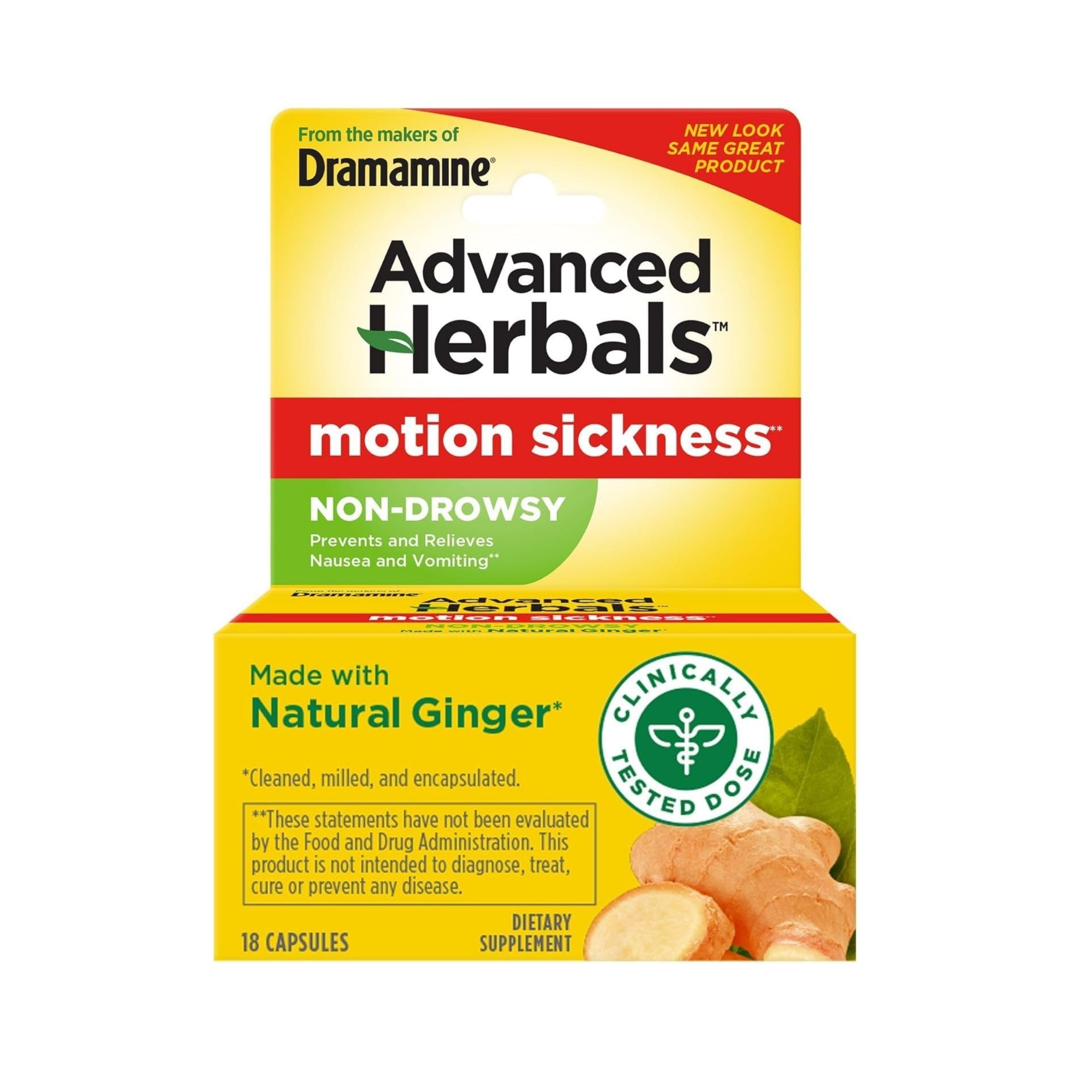 Dramamine Non-Drowsy Naturals Motion Sickness Relief Capsules With Natural Ginger