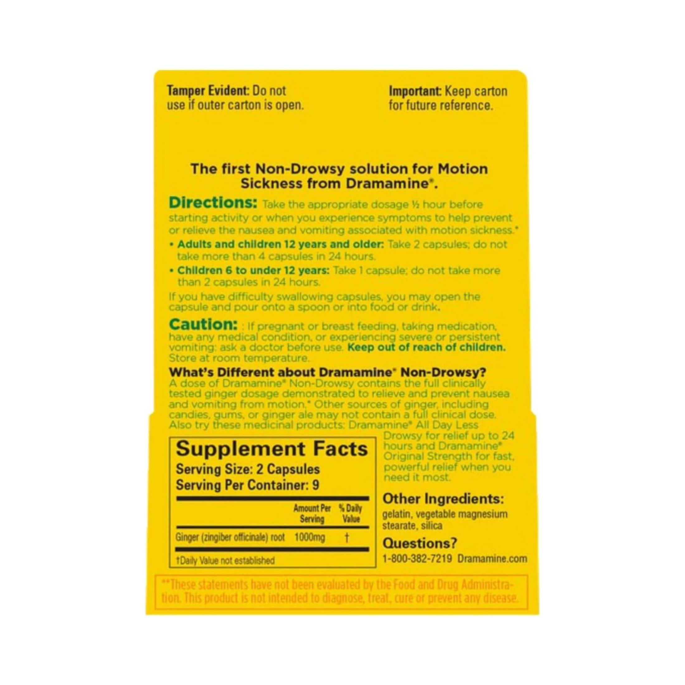 Dramamine Non-Drowsy Naturals Motion Sickness Relief Capsules With Natural Ginger