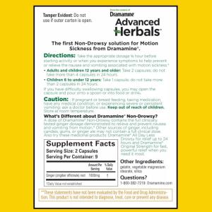 Dramamine Non-Drowsy Naturals Motion Sickness Relief Capsules With Natural Ginger