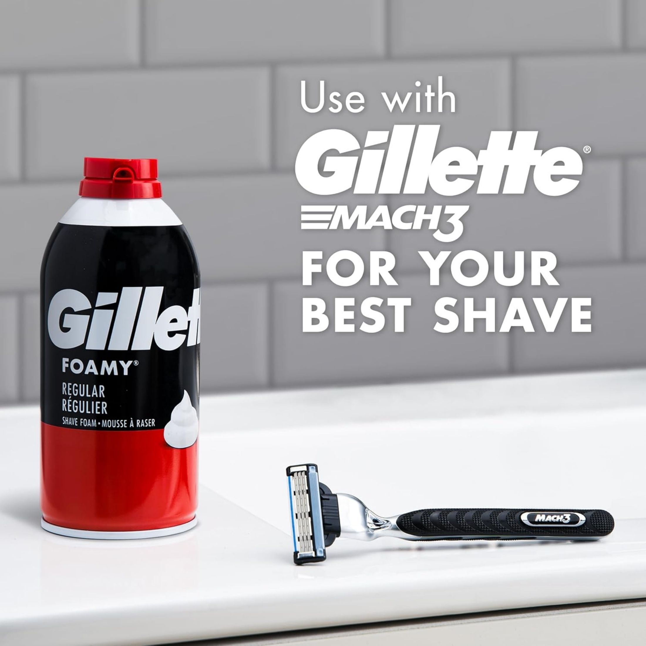 Gillette Foamy Shave Foam Regular With Razor - Tray Of 12