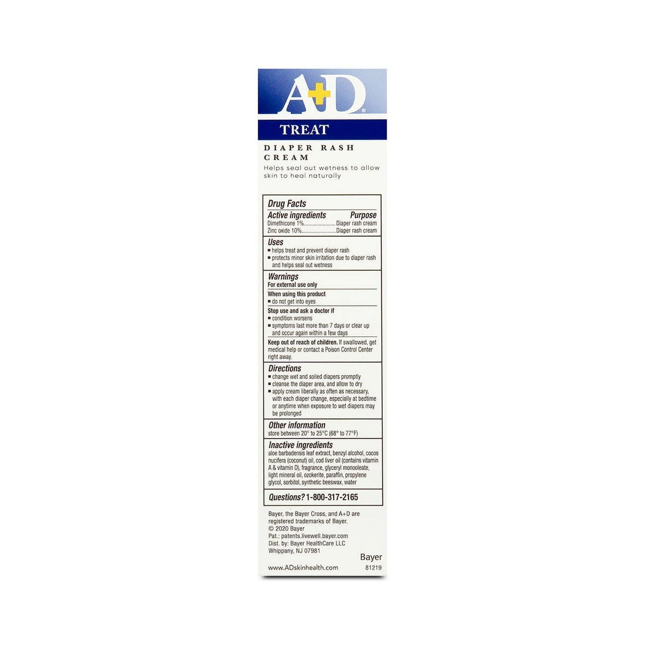 A+D Zinc Oxide Diaper Rash Cream, 4 Oz