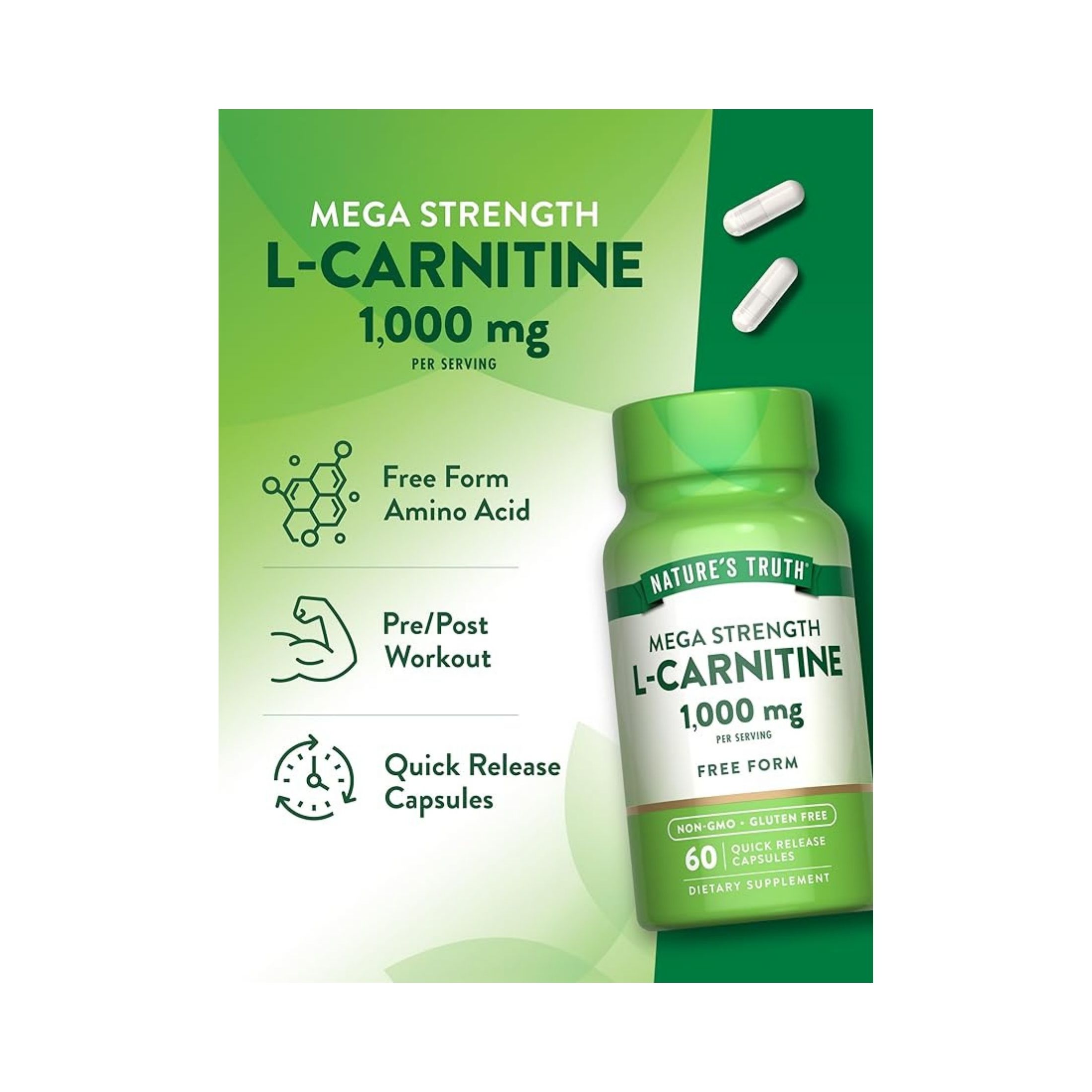 Nature's Truth L-Carnitine 500 Mg Dietary Supplement - 60 Capsules