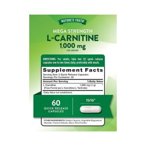 Nature's Truth L-Carnitine 500 Mg Dietary Supplement - 60 Capsules