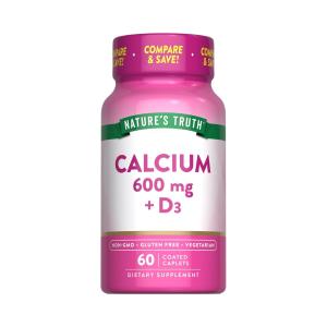 Nature's Truth Calcium Plus Vitamin D3, 600 Mg, 60 Coated Caplets
