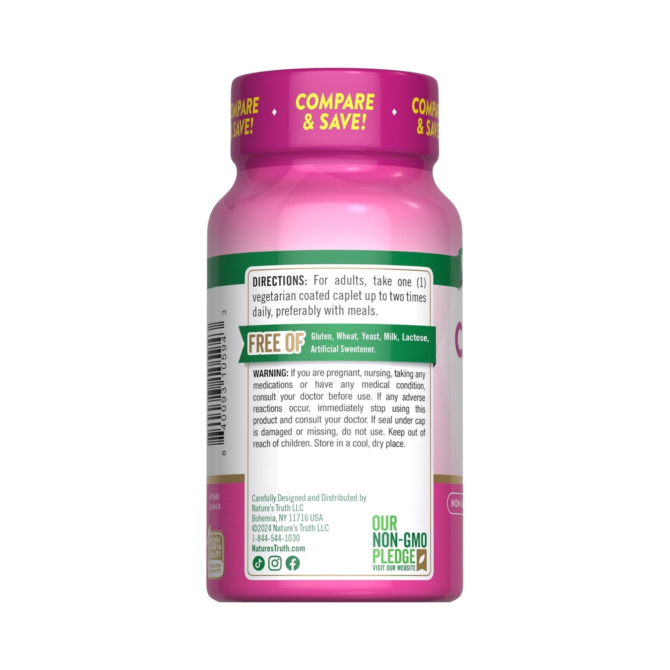 Nature's Truth Calcium Plus Vitamin D3, 600 Mg, 60 Coated Caplets