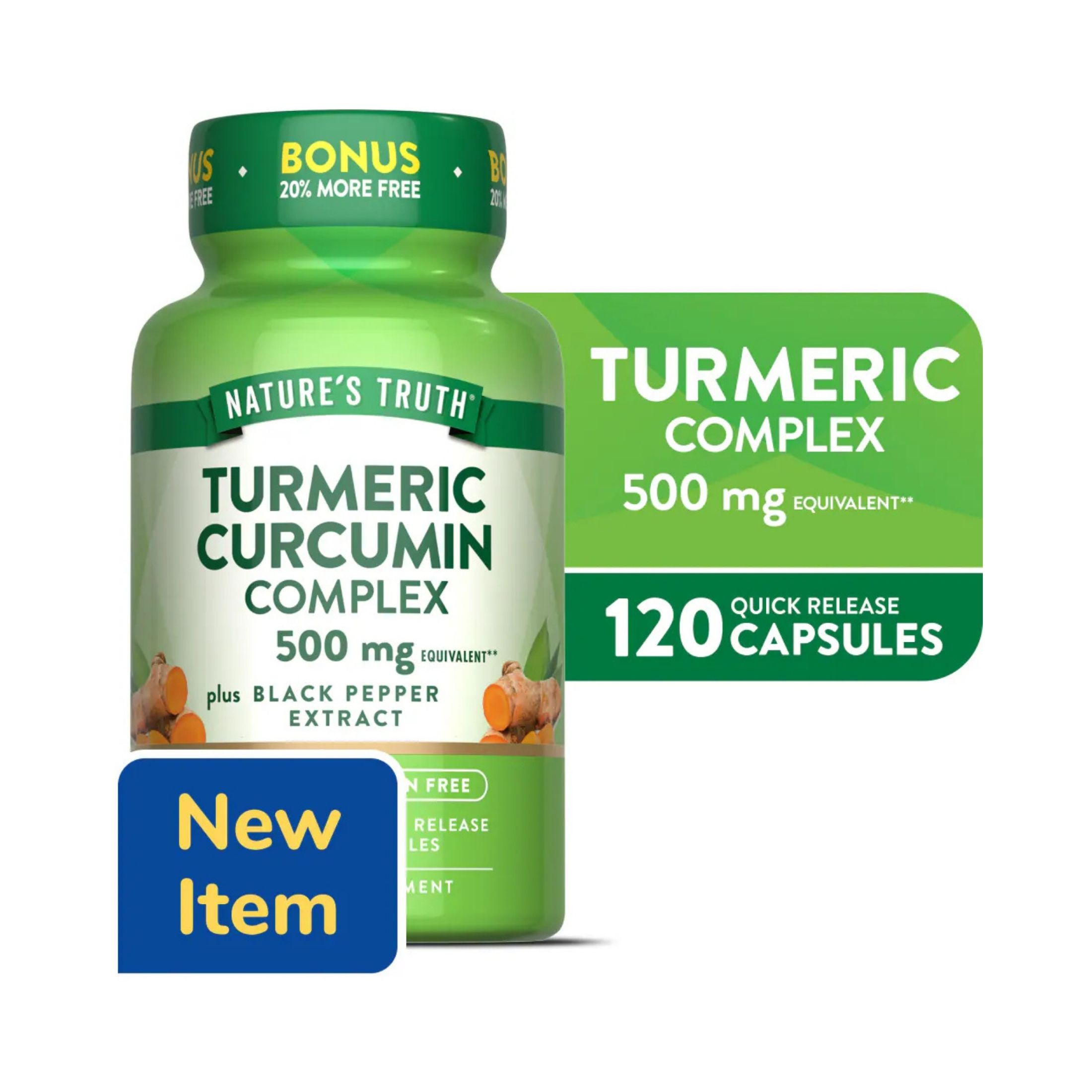 Nature's Truth Turmeric Curcumin Complex, 500 Mg, Plus Black Pepper Extract, Capsules