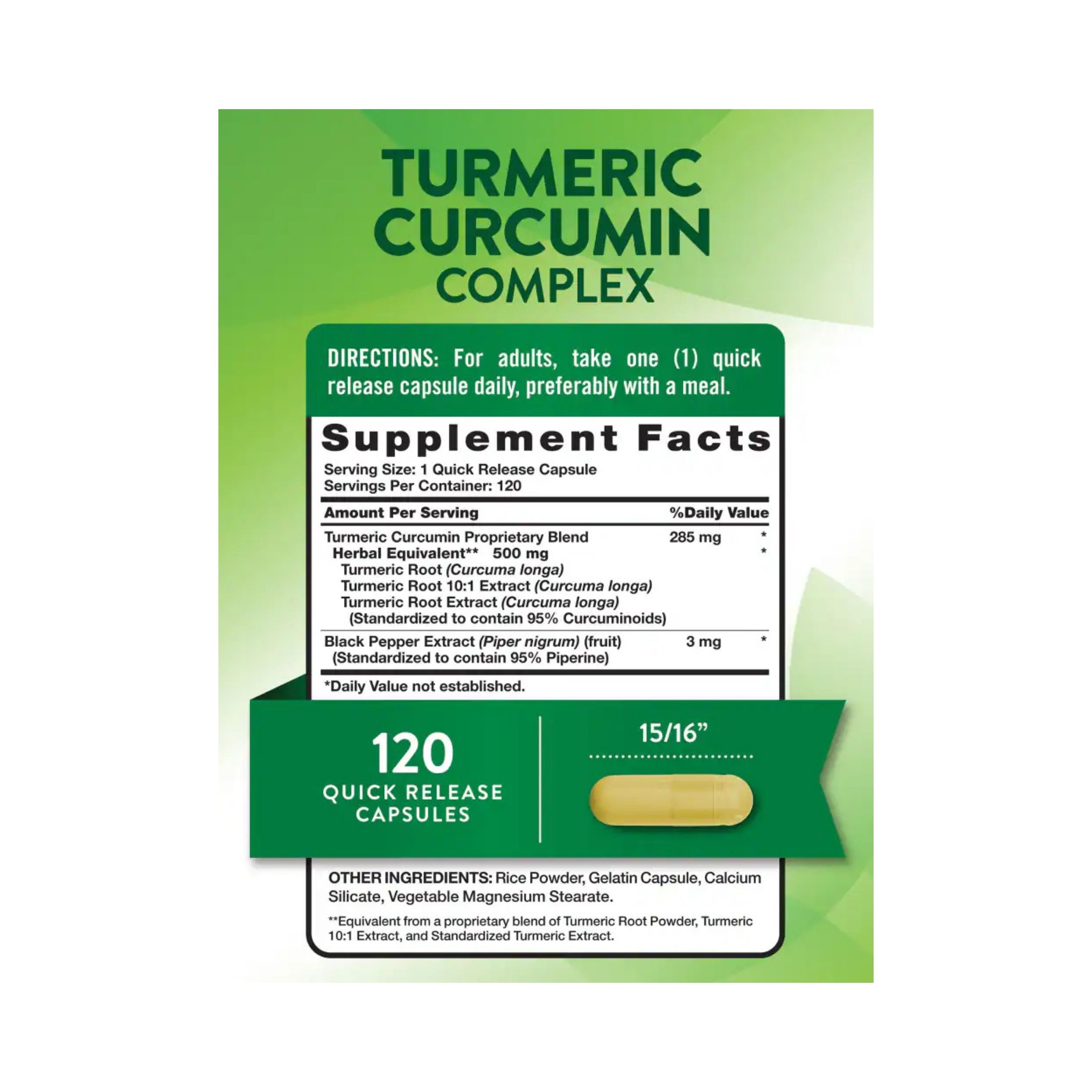 Nature's Truth Turmeric Curcumin Complex, 500 Mg, Plus Black Pepper Extract, Capsules