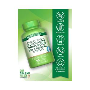 Nature's Truth Glucosamine Chondroitin MSM & Turmeric Complex Double Strength Coated Caplets 90ct