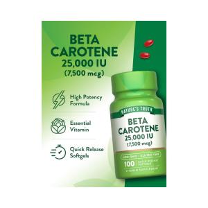 Nature's Truth Beta Carotene Vitamin, 25,000 IU, 100 Caps