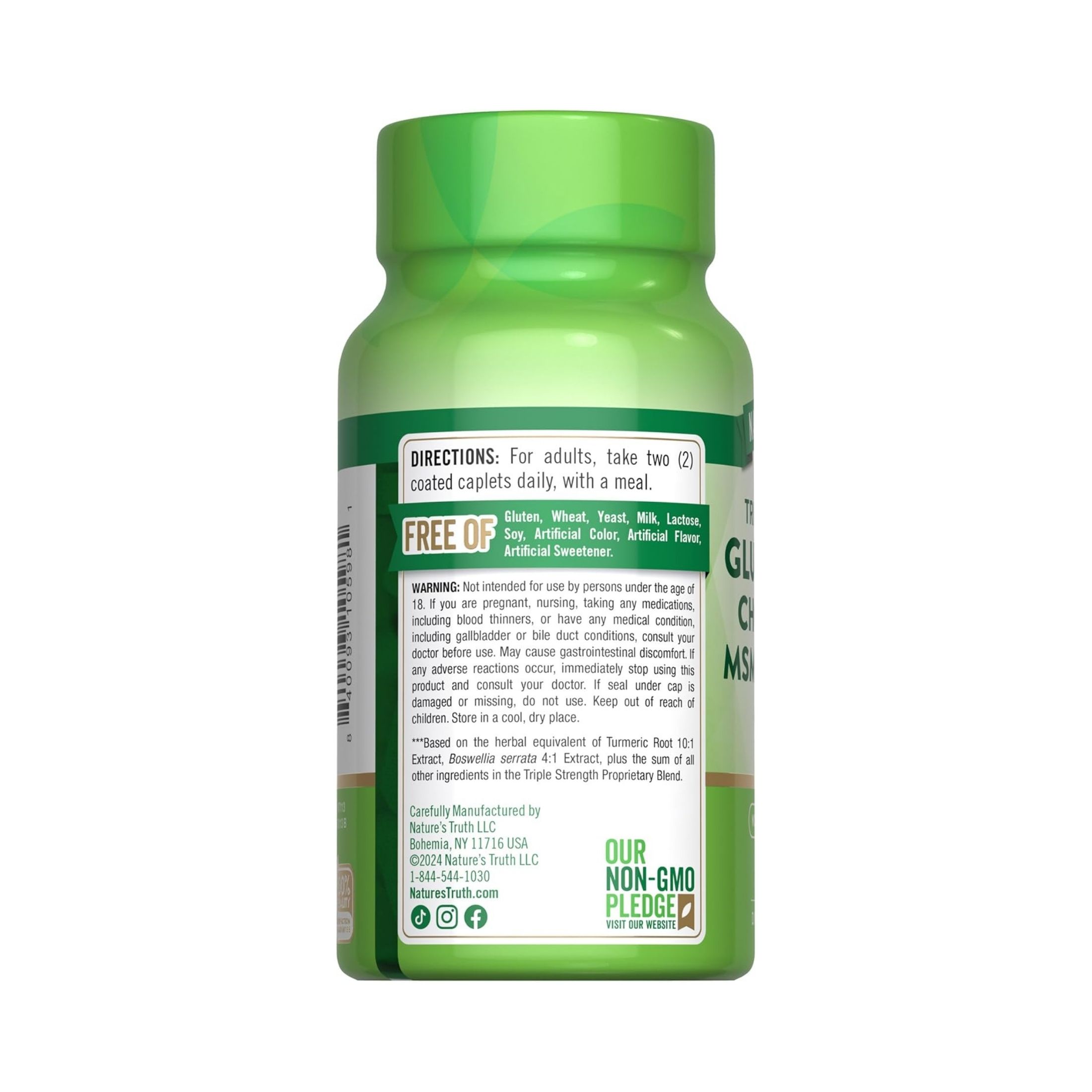 Nature's Truth Triple Strength Glucosamine Chondroitin MSM & Turmeric Complex, 60 Coated Caplets