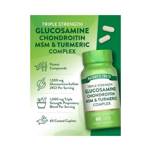Nature's Truth Triple Strength Glucosamine Chondroitin MSM & Turmeric Complex, 60 Coated Caplets