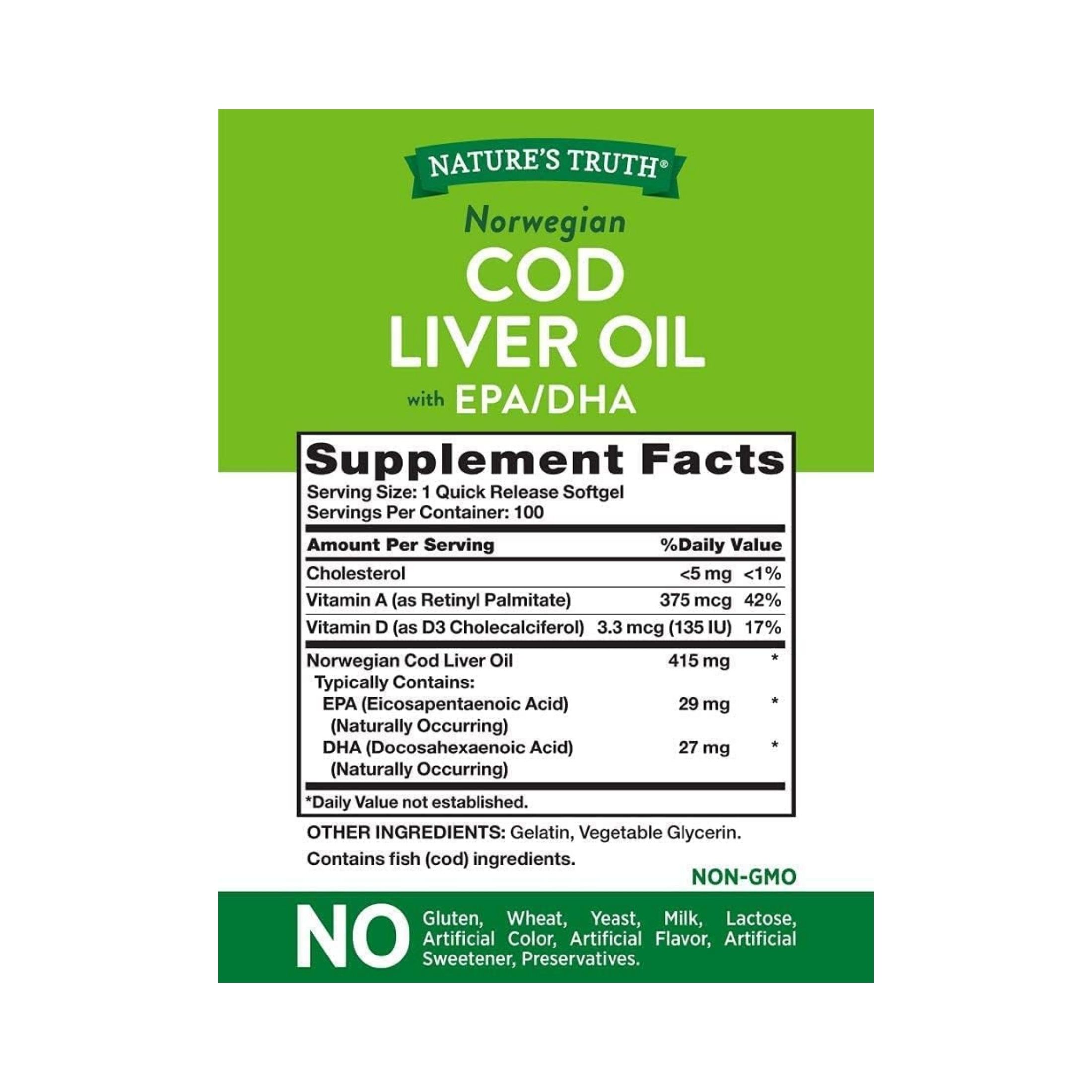 Nature's Truth Norwegian Cod Liver Oil With EPA / DHA